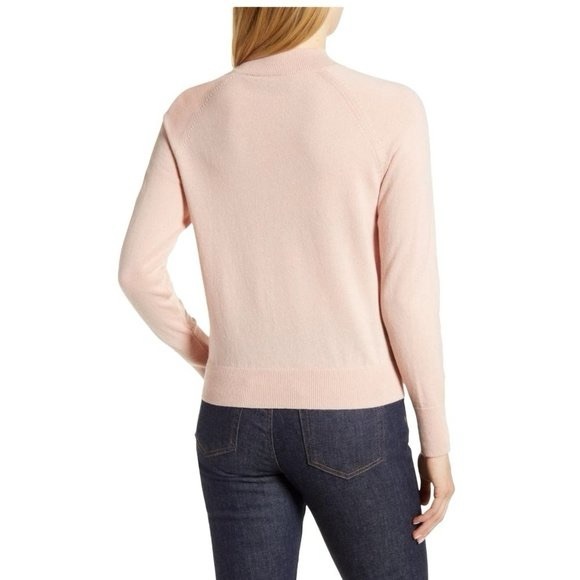 Everlane The Shrunken Pink Cashmere Long Sleeves Mock Neck Sweater - Picture 2 of 8